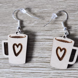 Wooden coffee cup earrings